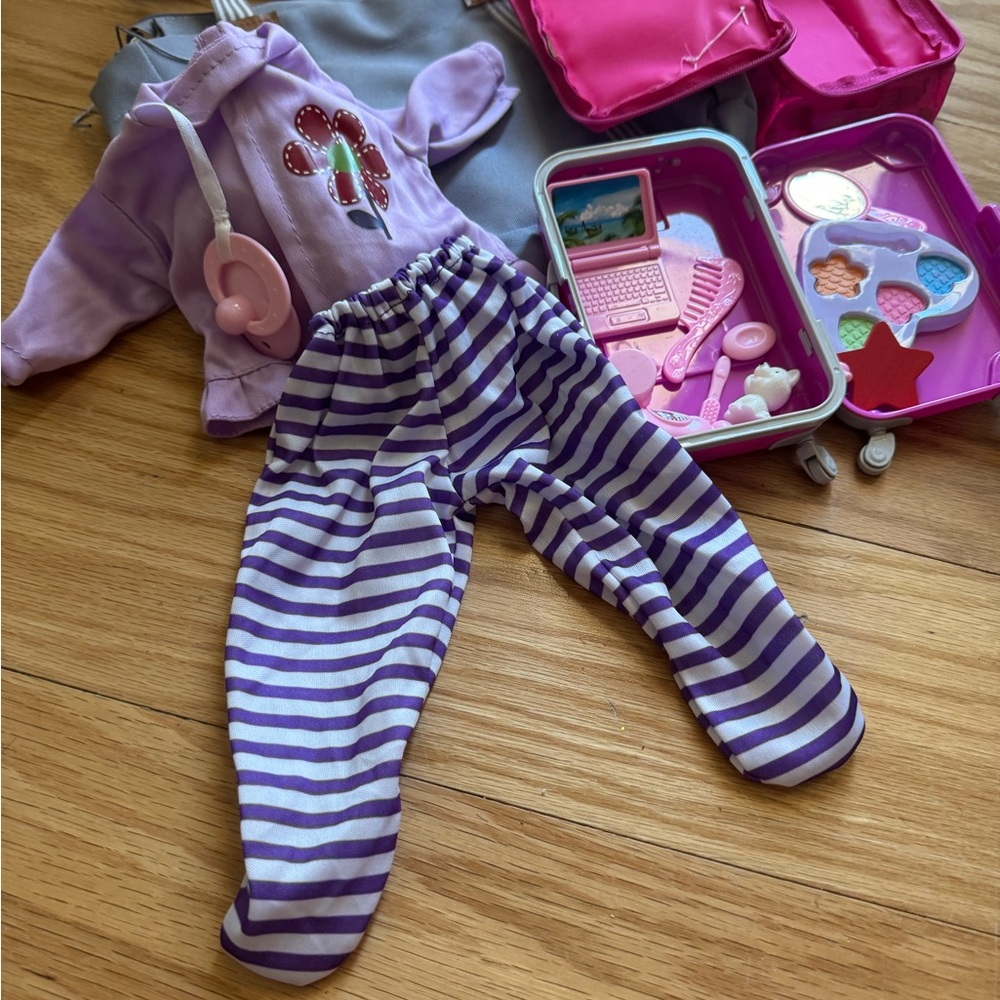 Purple Striped Doll Outfit with Accessories